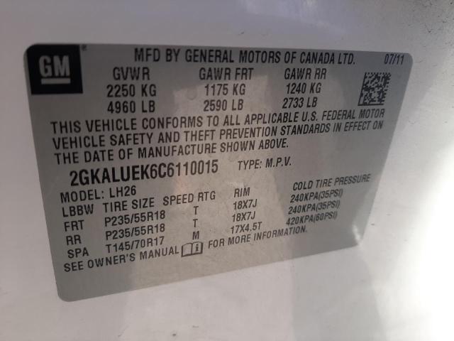Photo 10 from auction – 2012 GMC TERRAIN SL with VIN 2GKALUEK6C6110015