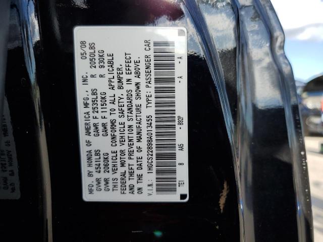 Photo 10 from auction – 2008 HONDA ACCORD EXL with VIN 1HGCS22898A013455