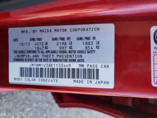 Photo 10 from auction – 2014 MAZDA 3 TOURING with VIN JM1BM1V38E1133449