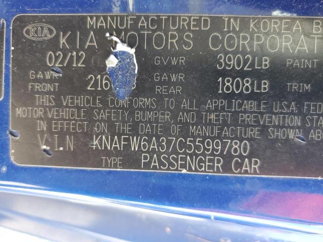 Photo 10 from auction – 2012 KIA FORTE SX with VIN KNAFW6A37C5599780