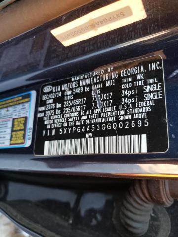 Photo 10 from auction – 2016 KIA SORENTO LX with VIN 5XYPG4A53GG002695