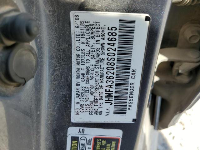 Photo 10 from auction – 2008 HONDA CIVIC with VIN JHMFA36208S024685