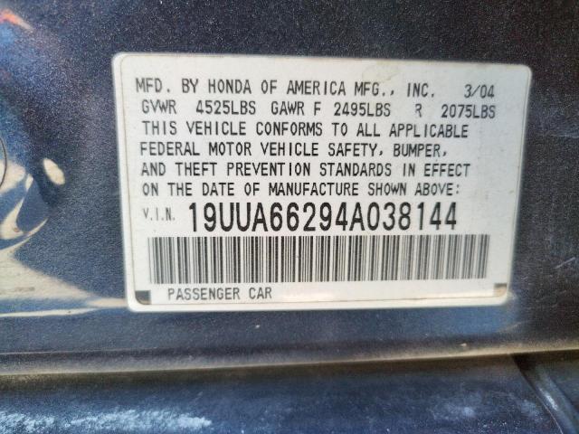 Photo 10 from auction – 2004 ACURA TL with VIN 19UUA66294A038144