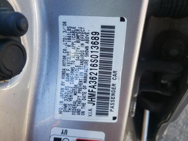 Photo 10 from auction – 2006 HONDA CIVIC HYBR with VIN JHMFA36216S013689