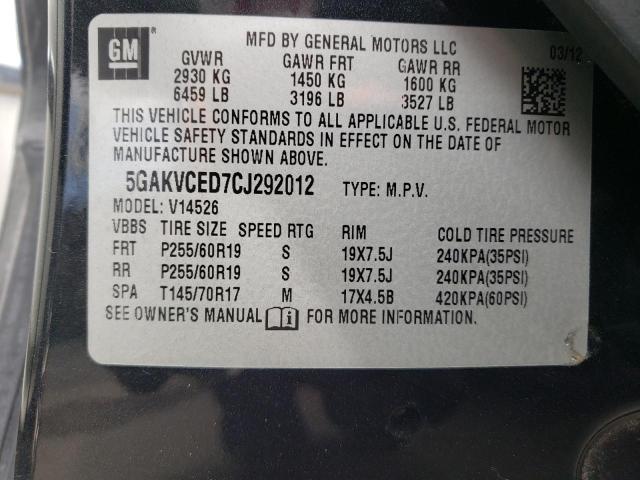 Photo 10 from auction – 2012 BUICK ENCLAVE with VIN 5GAKVCED7CJ292012