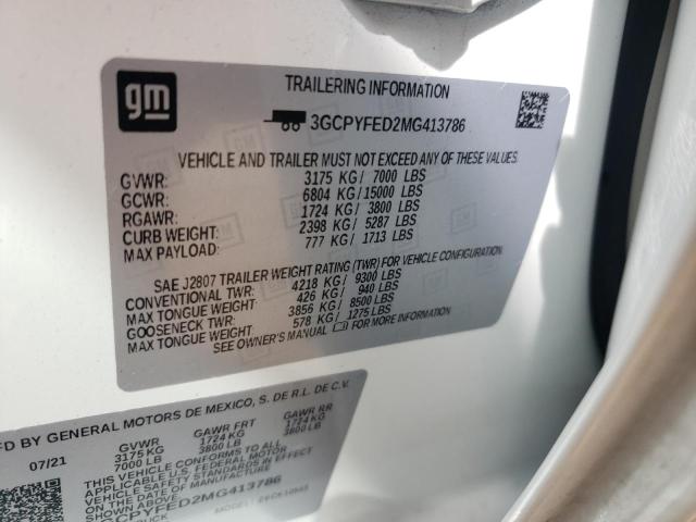Photo 10 from auction – 2021 CHEVROLET SILVERADO with VIN 3GCPYFED2MG413786