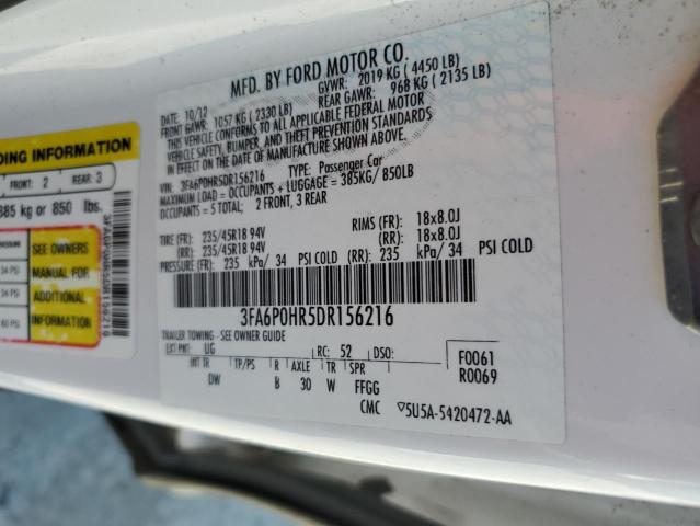 Photo 10 from auction – 2013 FORD FUSION SE with VIN 3FA6P0HR5DR156216