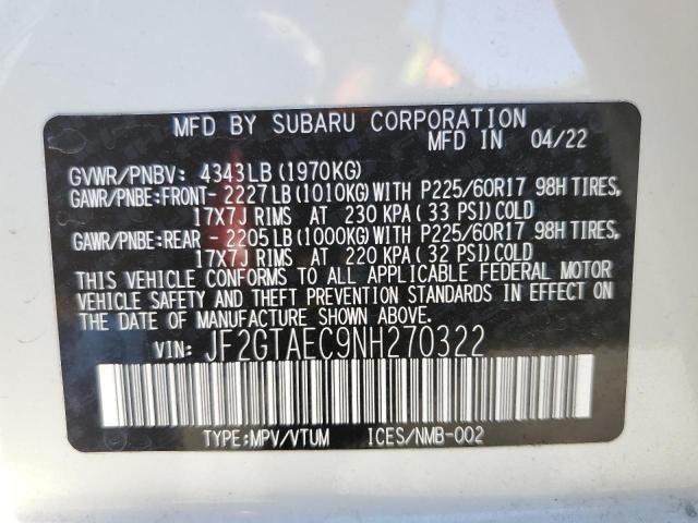 Photo 10 from auction – 2022 SUBARU CROSSTREK with VIN JF2GTAEC9NH270322