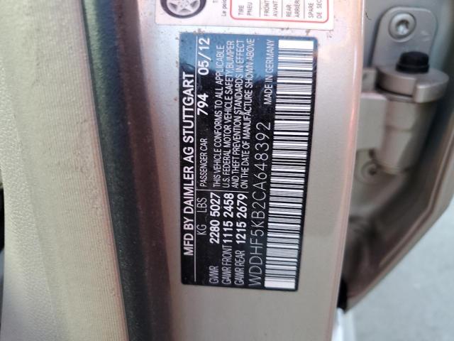 Photo 10 from auction – 2012 MERCEDES-BENZ E 350 with VIN WDDHF5KB2CA648392