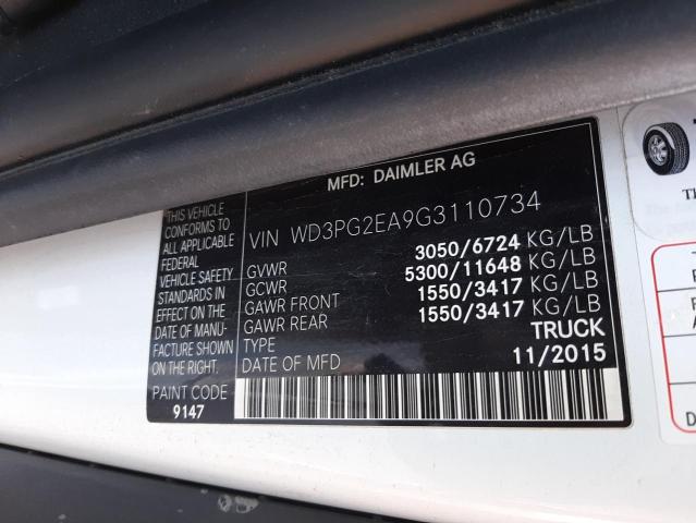 Photo 10 from auction – 2016 MERCEDES-BENZ METRIS with VIN WD3PG2EA9G3110734
