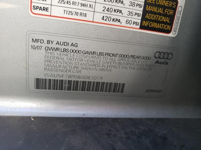Photo 10 from auction – 2008 AUDI A3 2.0 PRE with VIN WAUNF78P08A081079