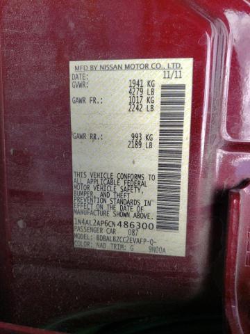 Photo 10 from auction – 2012 NISSAN ALTIMA BAS with VIN 1N4AL2AP6CN486300