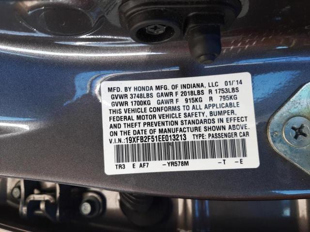 Photo 10 from auction – 2014 HONDA CIVIC LX with VIN 19XFB2F51EE013213