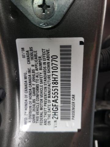 Photo 10 from auction – 2008 HONDA CIVIC with VIN 2HGFA55518H710770