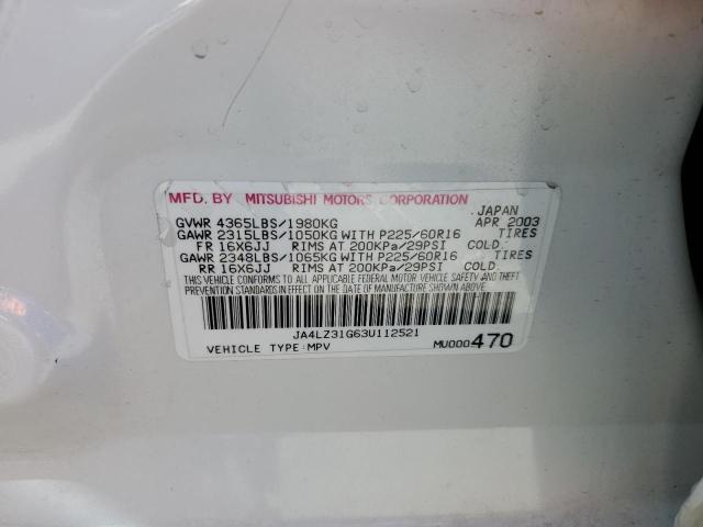 Photo 10 from auction – 2003 MITSUBISHI OUTLANDER with VIN JA4LZ31G63U112521