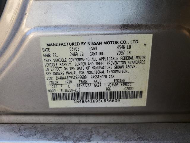 Photo 10 from auction – 2005 NISSAN MAXIMA SE with VIN 1N4BA41E95C856609