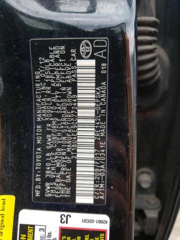 Photo 10 from auction – 2012 TOYOTA COROLLA BA with VIN 2T1BU4EE9CC772449