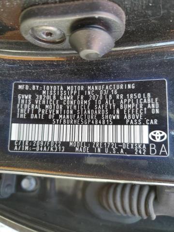 Photo 10 from auction – 2016 TOYOTA COROLLA L with VIN 5YFBURHE5GP484815