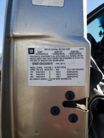Photo 10 from auction – 2002 CHEVROLET TRAILBLAZE with VIN 1GNDS13S322428318
