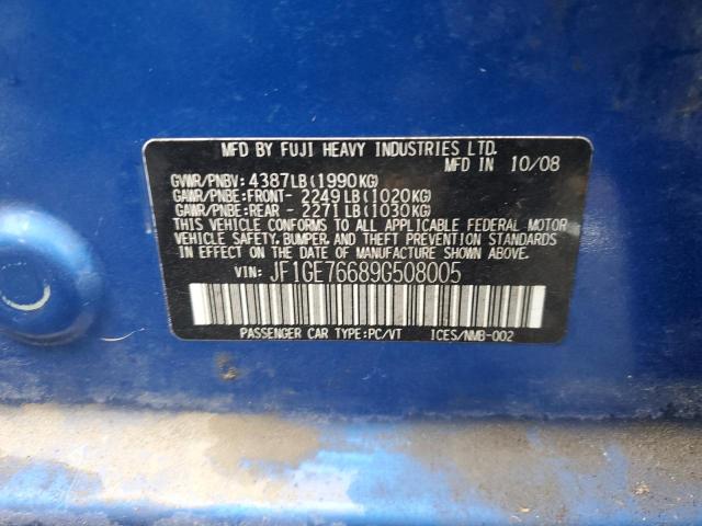 Photo 10 from auction – 2009 SUBARU IMPREZA WR with VIN JF1GE76689G508005