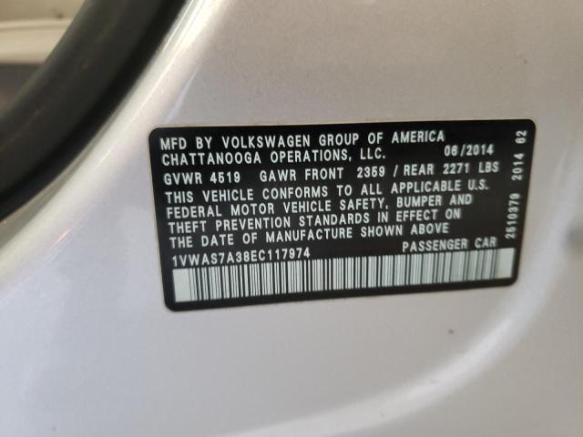 Photo 10 from auction – 2014 VOLKSWAGEN PASSAT S with VIN 1VWAS7A38EC117974