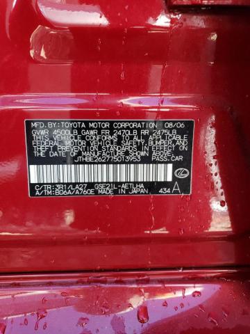 Photo 10 from auction – 2007 LEXUS IS 350 with VIN JTHBE262775013953