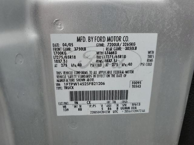 Photo 10 from auction – 2005 FORD F150 SUPER with VIN 1FTPW14525FB21206