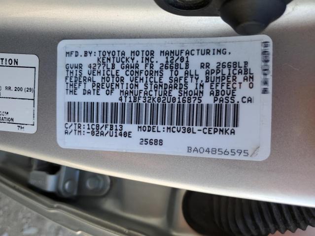 Photo 10 from auction – 2002 TOYOTA CAMRY LE with VIN 4T1BF32K02U016875