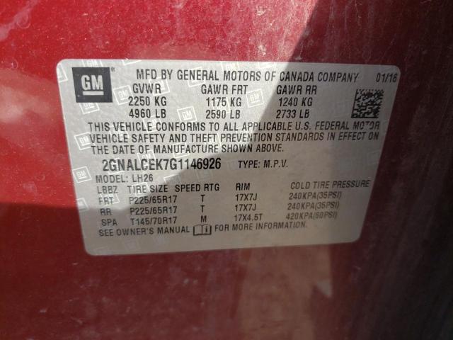 Photo 10 from auction – 2016 CHEVROLET EQUINOX LT with VIN 2GNALCEK7G1146926