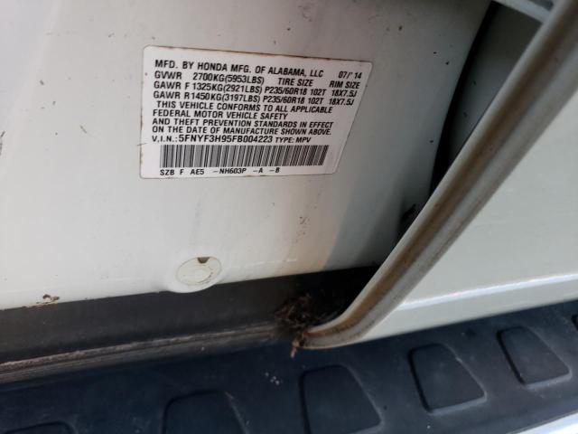 Photo 10 from auction – 2015 HONDA PILOT TOUR with VIN 5FNYF3H95FB004223