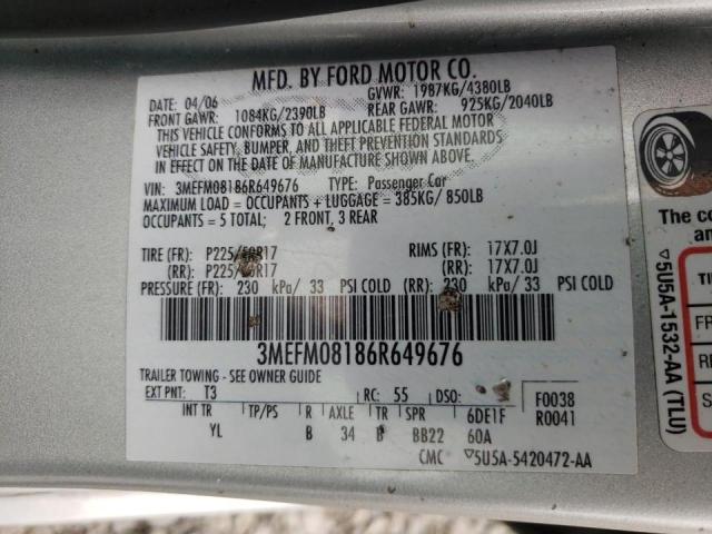 Photo 10 from auction – 2006 MERCURY MILAN PREM with VIN 3MEFM08186R649676