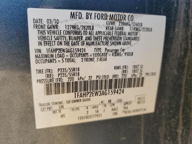 Photo 10 from auction – 2010 FORD TAURUS SEL with VIN 1FAHP2EW3AG159424