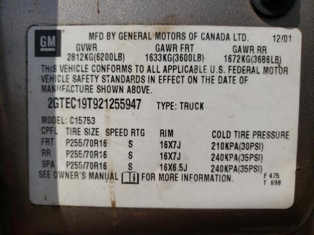 Photo 10 from auction – 2002 GMC NEW SIERRA with VIN 2GTEC19T921255947