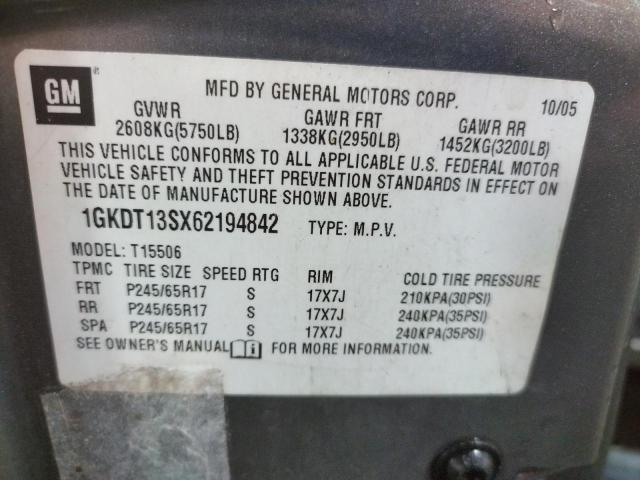 Photo 10 from auction – 2006 GMC ENVOY with VIN 1GKDT13SX62194842