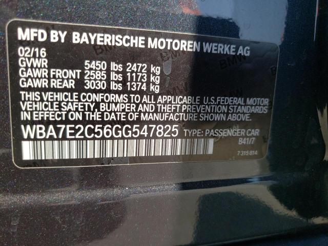 Photo 10 from auction – 2016 BMW 740 I with VIN WBA7E2C56GG547825