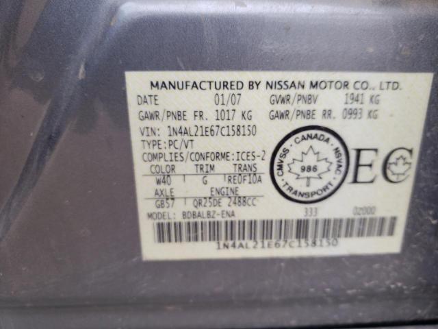 Photo 10 from auction – 2007 NISSAN ALTIMA 2.5 with VIN 1N4AL21E67C158150
