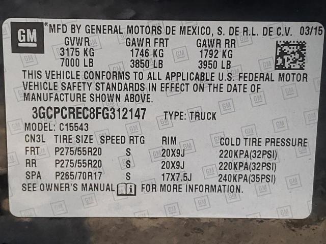 Photo 10 from auction – 2015 CHEVROLET SILVERADO with VIN 3GCPCREC8FG312147