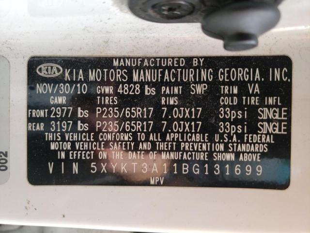 Photo 10 from auction – 2011 KIA SORENTO BA with VIN 5XYKT3A11BG131699