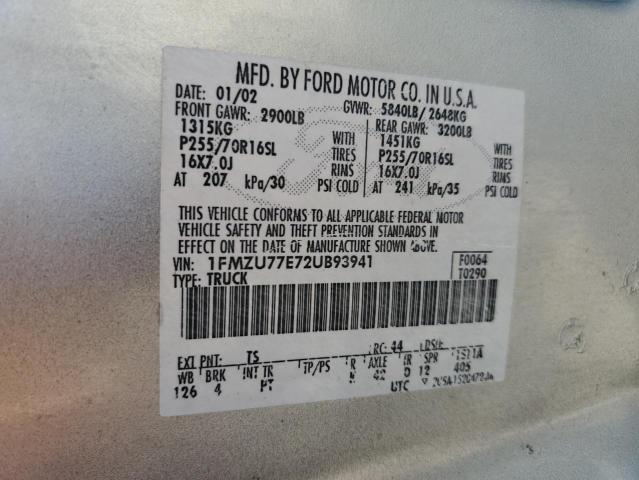Photo 10 from auction – 2002 FORD EXPLORER S with VIN 1FMZU77E72UB93941