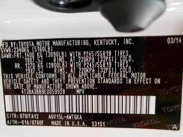 Photo 10 from auction – 2014 TOYOTA VENZA LE with VIN 4T3BA3BB9EU059928