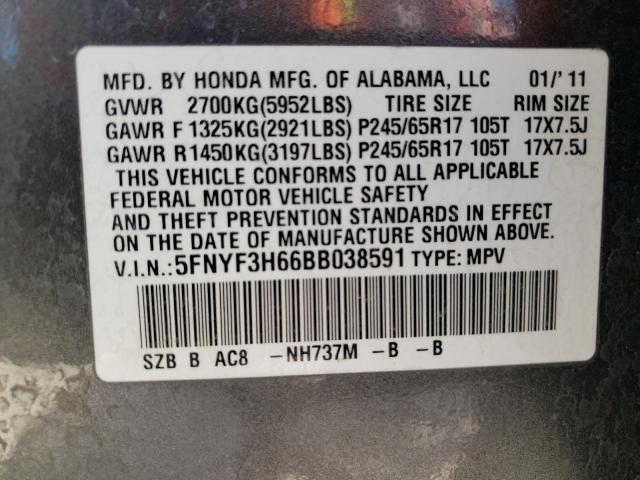 Photo 10 from auction – 2011 HONDA PILOT EXL with VIN 5FNYF3H66BB038591