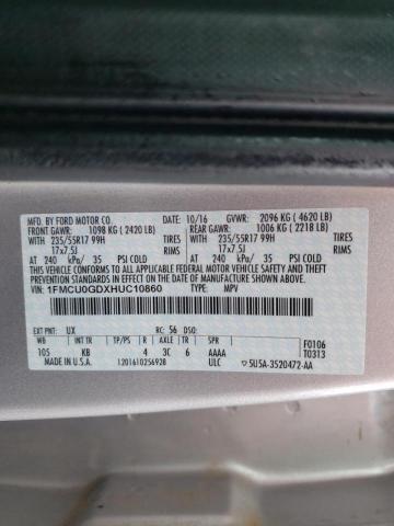 Photo 10 from auction – 2017 FORD ESCAPE SE with VIN 1FMCU0GDXHUC10860