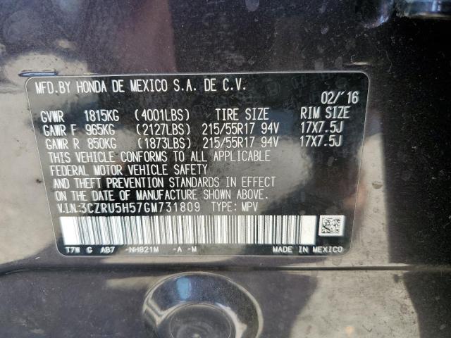 Photo 10 from auction – 2016 HONDA HR-V EX with VIN 3CZRU5H57GM731809
