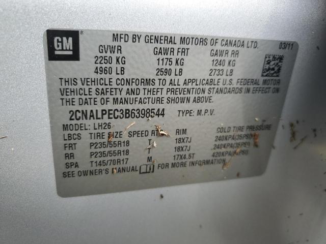 Photo 10 from auction – 2011 CHEVROLET EQUINOX LT with VIN 2CNALPEC3B6398544