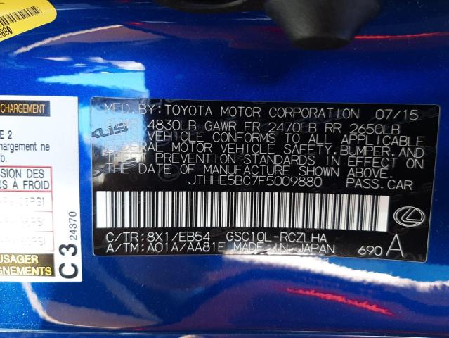 Photo 10 from auction – 2015 LEXUS RC 350 with VIN JTHHE5BC7F5009880
