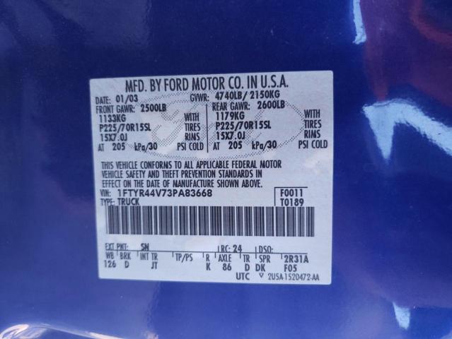 Photo 10 from auction – 2003 FORD RANGER SUP with VIN 1FTYR44V73PA83668