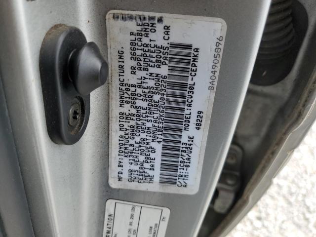 Photo 10 from auction – 2002 TOYOTA CAMRY LE with VIN 4T1BE32K62U043226