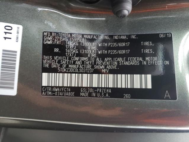 Photo 10 from auction – 2020 TOYOTA SIENNA LE with VIN 5TDKZ3DC0LS031237