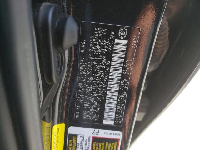 Photo 10 from auction – 2012 TOYOTA CAMRY BASE with VIN 4T1BF1FK6CU066003