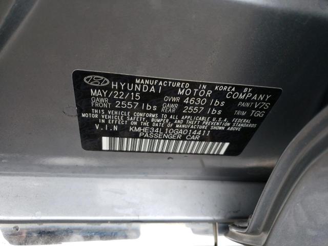 Photo 10 from auction – 2016 HYUNDAI SONATA HYB with VIN KMHE34L10GA014411